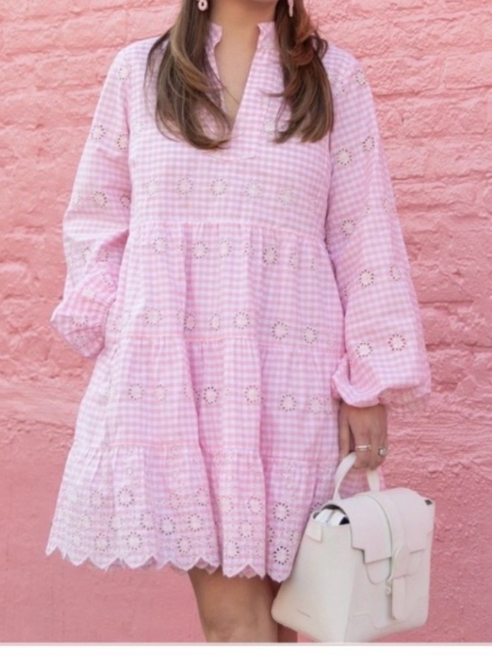 New- never worn- Sail to Sable Pink and White Gingham Dress - Picture 1 of 6